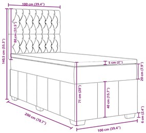 Κρεβάτι Boxspring με Στρώμα Taupe 100 x 200 εκ. Υφασμάτινο - Μπεζ-Γκρι