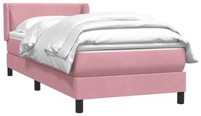 Κρεβάτι Boxspring με Στρώμα Ροζ 80x220 εκ. Βελούδινο - Ροζ