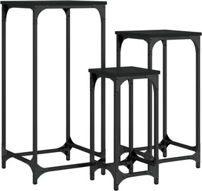 vidaXL Τραπεζάκια Ζιγκόν 3 τεμ. Μαύρα από Επεξεργασμένο Ξύλο