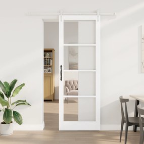 vidaXL Συρόμενη Πόρτα με Σετ Εξαρτημάτων Λευκή 83x232 cm Συμπαγές Ξύλο Πεύκο