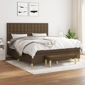 Κρεβάτι Boxspring με Στρώμα Σκούρο Καφέ 160x200 εκ Υφασμάτινο - Καφέ