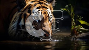 Intra Συλλεκτικό Ξύλινο Παζλ Plywood  4mm - Majestic Tiger στο νερό Σε Ξύλινο Κουτί - Διαστάσεις: 10x10 cm – 25 κομμάτια