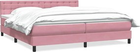 vidaXL Κρεβάτι Boxspring με Στρώμα Ροζ 180x210 εκ. Βελούδινο