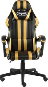 vidaXL Καρέκλα Racing Μαύρο / Χρυσό από Συνθετικό Δέρμα