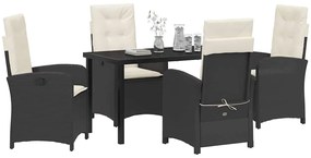 vidaXL Σέτ φαγητού για κήπο 5 pcs Μαύρο συνθετικό ρατάν