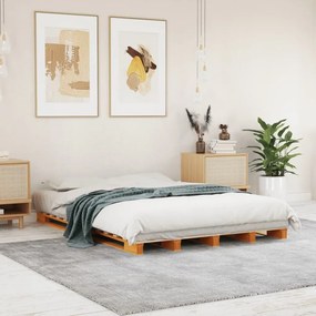 Κρεβάτι από Παλέτες Καφέ Κεριού 140x200 εκ. Μασίφ Ξύλο Πεύκου - Καφέ