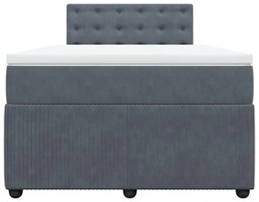 vidaXL Κρεβάτι Boxspring με Στρώμα Σκούρο Γκρι 120x190 εκ. Βελούδινο