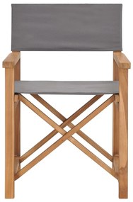 Καρέκλες Σκηνοθέτη Πτυσσόμενες 2 τεμ. Γκρι από Μασίφ Ξύλο Teak - Γκρι