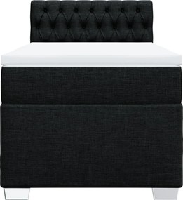 vidaXL Κρεβάτι Boxspring με Στρώμα Μαύρο 90x200 εκ. Υφασμάτινο