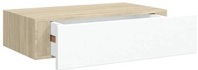 vidaXL Ράφια Τοίχου Συρτάρια 2 τεμ. Δρυς/Λευκό 40x23,5x10 εκ από MDF