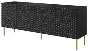Μπουφές Holes 162581309 190x41x75cm Black-Gold Μοριοσανίδα, Μέταλλο