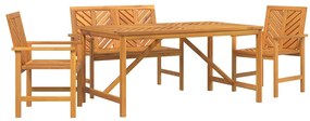 vidaXL Σέτ φαγητού για κήπο 4 pcs Καφέ Στερεό Ξύλο Ακακίας