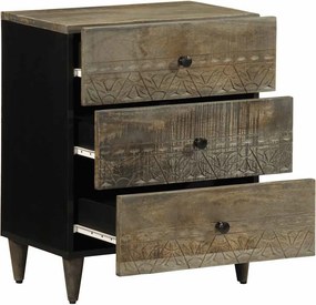vidaXL κομοδίνο ντουλάπι ανοιχτό γκρι 50x33x60 cm μασίφ ξύλο Mango