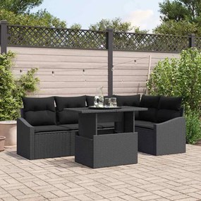 vidaXL Σετ Καναπέ Κήπου με μαξιλάρι 6 pcs Μαύρο 100 x 55 x 73 εκ
