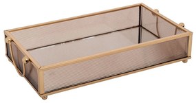 Δίσκος Με Καθρέπτη 89413 24x14x5cm Clear-Gold Μέταλλο,Γυαλί