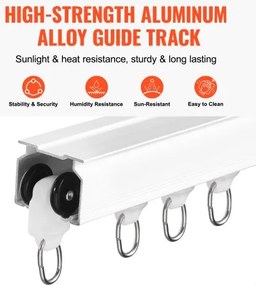 VEVOR Ceiling Curtain Track Set 11.8 FT/3.6 Meter Room Divider with Hooks White