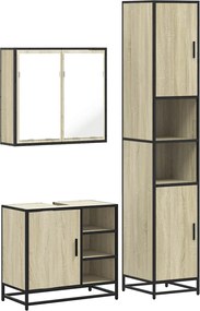 vidaXL Σετ Επίπλων Μπάνιου 3 Τεμαχίων Sonoma Δρυς Επεξεργασμένο Ξύλο