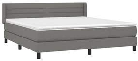 vidaXL Κρεβάτι Boxspring με Στρώμα Σκούρο Γκρι 180x200 εκ Υφασμάτιν