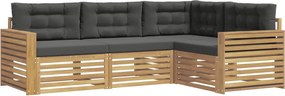 vidaXL Σειρά Καναπέ Εξωτερικού 4 pcs Άσπρο και Ανθρακί