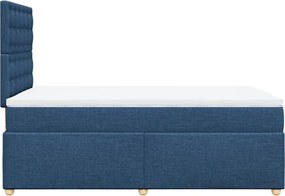 vidaXL Κρεβάτι Boxspring με Στρώμα Μπλε 120x190 εκ. Υφασμάτινο