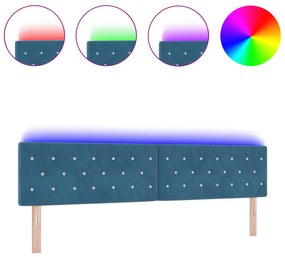 vidaXL LED Προσκέφαλο με Κρύσταλλα Τούφες Σκούρο Μπλε 100 cm Βελούδο