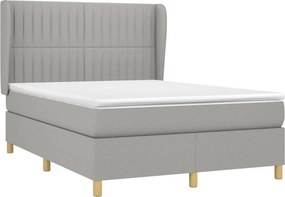 vidaXL Κρεβάτι Boxspring με Στρώμα Ανοιχτό Γκρι 140x200 εκ. Υφασμάτινο