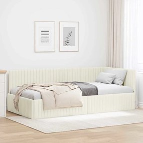 vidaXL Κρεβάτι Γωνίας με κεφαλάρι Κρεμ 100 x 200 cm Βελούδο