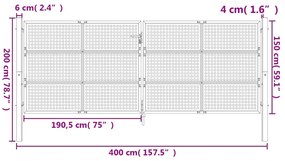 vidaXL Πύλη Κήπου Ανθρακί 400 x 150 εκ. Ατσάλινη