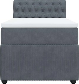 vidaXL Κρεβάτι Boxspring με Στρώμα Σκούρο Γκρι 90x200 εκ. Βελούδινο