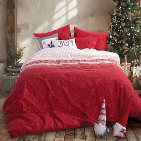 Παπλωματοθήκη Holly Jolly (Σετ 3τμχ) Red Nef-Nef Homeware Υπέρδιπλo 240x230cm 100% Βαμβακερή Φανέλα