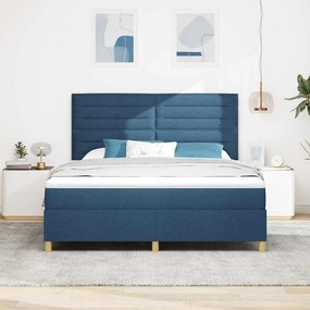 vidaXL LED Κρεβάτι με βάθρο με στρώμα Μπλε 180 x 200 cm ύφασμα