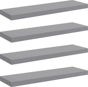 vidaXLΡάφια Τοίχου 4 τεμ. Γκρι 80x23,5x3,8 εκ. MDF