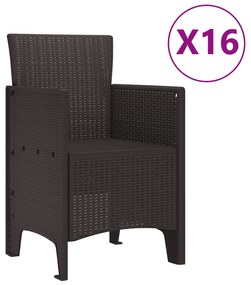 vidaXL 17 Τεμαχίων Σετ Τραπεζαρίας Κήπου Καφέ Πολυ ρατάν