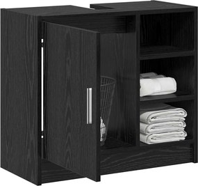 vidaXL Ντουλάπι Μπάνιου Μαύρη Οξυά 63 x 29 x 55 cm Επεξεργασμένο ξύλο