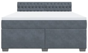 vidaXL Κρεβάτι Boxspring με Στρώμα Σκούρο Γκρι 180x200 εκ. Βελούδινο