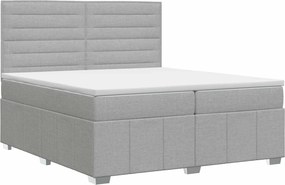 vidaXL Κρεβάτι box spring με στρώμα Ανοιχτό γκρι 200 x 200 cm Ύφασμα