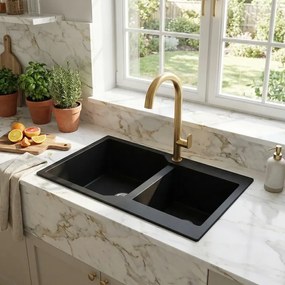 Sanitec Ultra Granite 804 (86x50) - Γρανιτένιος νεροχύτης - Nero