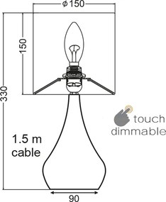 Πορτατίφ Αφής Με Dimmer Aca Bellatris KS1178T1CP Copper/Black