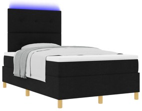 vidaXL Κρεβάτι με βαφείο & LED Μαύρο 120x190 εκ. Ύφασμα