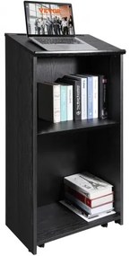VEVOR Podium Stand, 47 in Hostess Stand with 4 Rolling Wheels, Wood Podium with Storage Shelves, and Slant Desktop, Lecterns &amp; Podiums for Church, Office, School, Home, Black