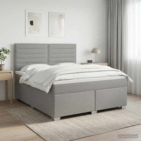 vidaXL Κρεβάτι box spring με στρώμα Ανοιχτό γκρι 140 x 190 cm Ύφασμα