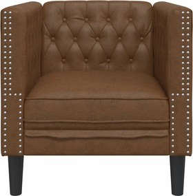 vidaXL Πολυθρόνα Chesterfield Καφέ από Συνθετικό Καστόρι
