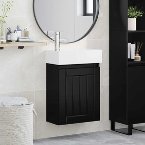 vidaXL Μονάδα μπάνιου με βρύση Μαύρο 45,5 x 25,5 x 84 εκ