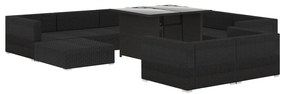 vidaXL Σαλόνι Κήπου 10 Τεμαχίων Μαύρο από Συνθετικό Ρατάν με Μαξιλάρια