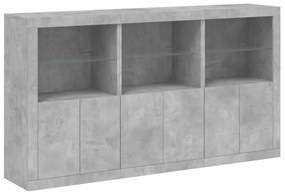vidaXL Μπουφές με Φώτα LED Γκρι Σκυροδέματος 181,5 x 37 x 100 εκ.