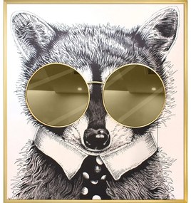 Supergreens Πίνακας "Racoon Thug Life" με Xρυσό καθρέφτη MDF/Καμβάς 118x130 εκ.