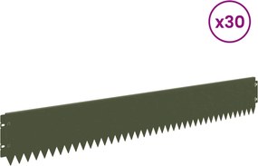 vidaXL Περίγραμμα γκαζόν 30 τμχ. 103 x 15 εκ Steel Λαδί
