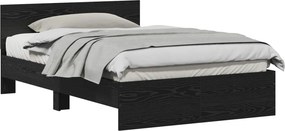 vidaXL Κρεβάτι με Κεφαλάρι Μαύρη Δρυς 120 x 190 cm Επεξεργασμένο ξύλο
