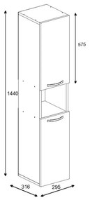 Ντουλάπα-στήλη Wanka pakoworld σε λευκή απόχρωση 30x32x144εκ