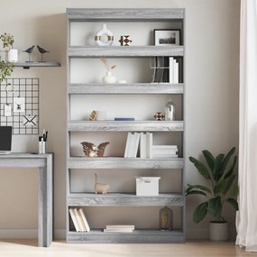 vidaXL Βιβλιοθήκη/Διαίρεση Δωματίου Μαύρη Δρυς 100x30x198 εκ από Επεξεργασμένο Ξύλο